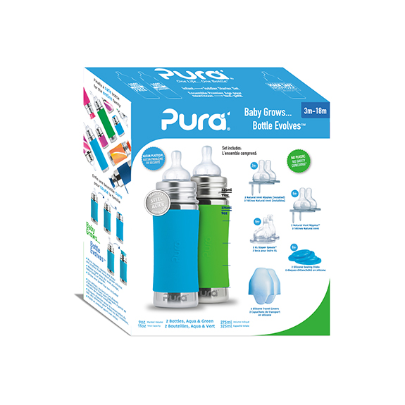 Purakiki Geschenkset Babyflasche 300ml mit Sauger