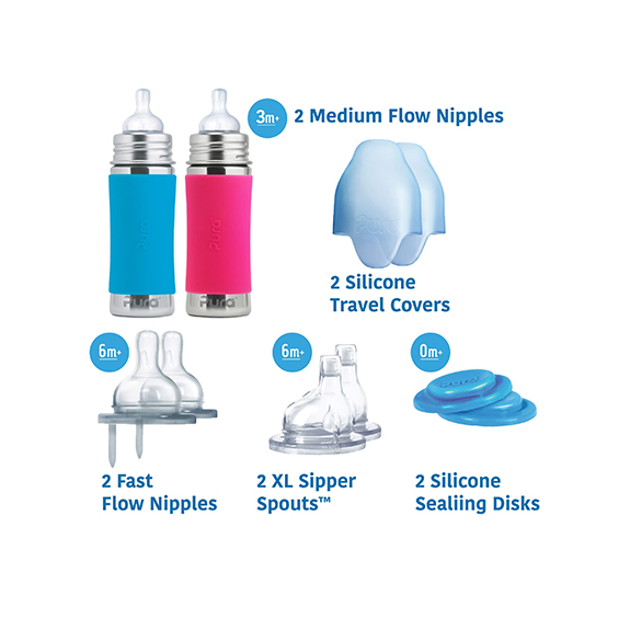 Purakiki Geschenkset Babyflasche 300ml mit Sauger – Bild 3